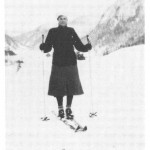 Beret Flakne på ski, i 1942. Vi ser utover Dålen fra Klevan.