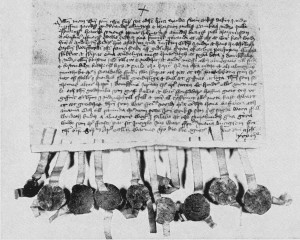 Diplomet fra 1433 der Jon Erikson stadfestet selbyggenes avtale med erkebispen.